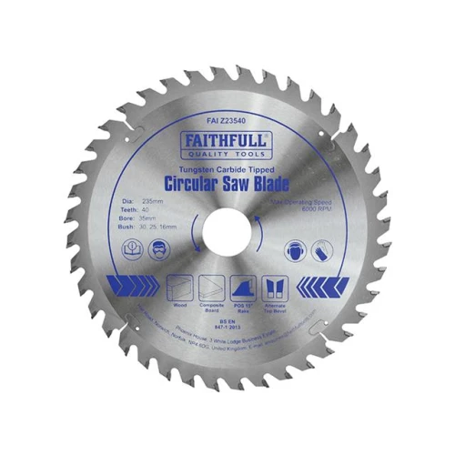 Faithfull Circular Saw Blade TCT 235 x 35 (16,20,30) x 40t