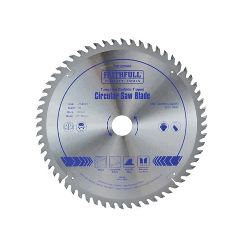 Faithfull Circular Saw Blade TCT 254 x 30 (16 & 25) x 60t POS