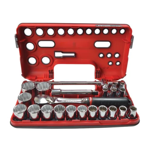 Facom 1/2in 12Pt Detection Box Socket Set 22 Piece