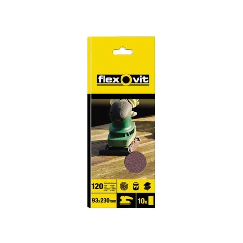 Flexovit 1/3 Sanding Sheets 93 x 230mm Plain Fine 120g (10)
