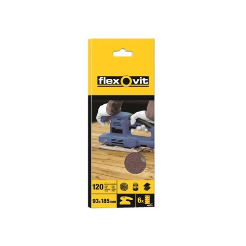 Flexovit 1/3 Sanding Sheets 93 x 230mm Perforated Fine 120g (10)