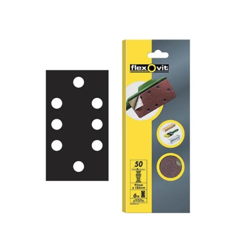 Flexovit 1/3 Sanding Sheets 93 x 185mm Quick Release Fine 120g (6)