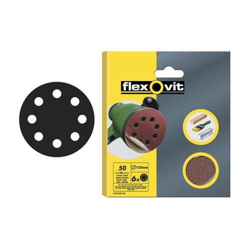 Flexovit Hook & Loop Sanding Discs 125mm Assorted (Pack of 25)