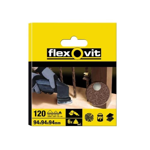 Flexovit Delta Hook & Loop Sanding Sheets 94mm Fine 120g (6)