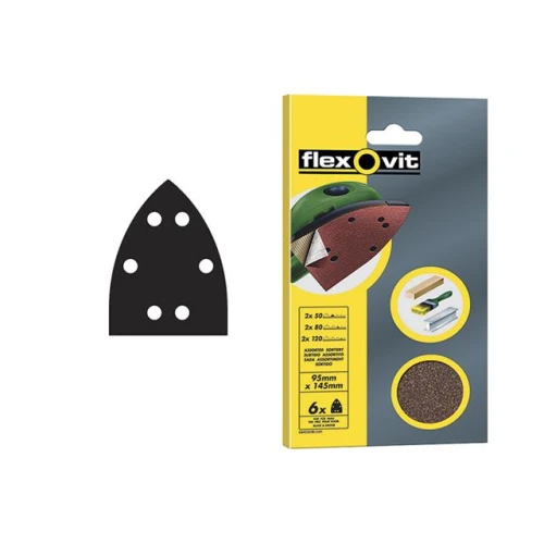 Flexovit Detail Hook & Loop Sanding Sheets 95 x 145mm Fine 120g (6)