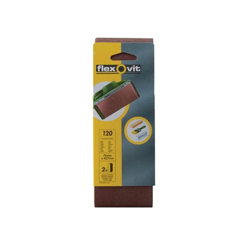 Flexovit Cloth Sanding Belts 75mm x 457mm 120g Fine (2)