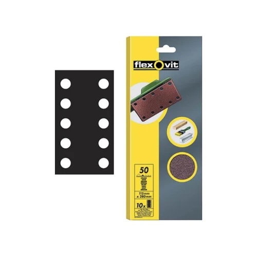 Flexovit 1/2 Sanding Sheets 115 x 280mm Perforated Fine 120g (10)