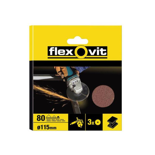 Flexovit Aluminium Oxide Fibre Discs 115 mm Fine 80g (10)