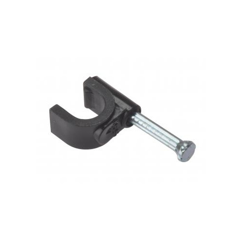 7mm Round Cable Clip Black