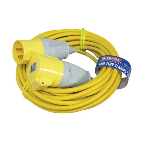 Faithfull Trailing Lead 14 Metre 3.5 kW 32 Amp 2.5mm Cable 110 Volt