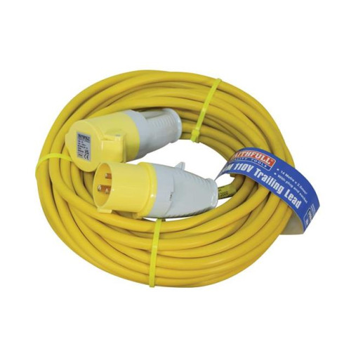 Faithfull Trailing Lead 14 Metre 1750w 16 Amp 2.5mm Cable 110 Volt