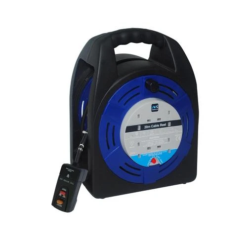 Masterplug 13A 20m 4 Gang Case Reel With RCD Blue