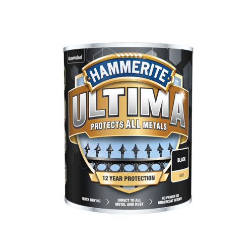 Hammerite Ultima Metal Paint Matt Black 750ml