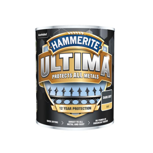 Hammerite Ultima Metal Paint Matt Dark Grey 750ml