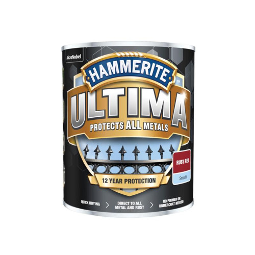 Hammerite Ultima Metal Paint Smooth Ruby Red 750ml