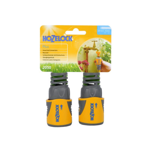 Hozelock 2050 Hose End Connector Plus for Ã˜12.5-15mm (1/2-5/8in) Hose (Twin Pack)