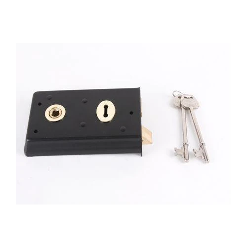 Narrow Style Rim Lock 140mm x 76mm Black
