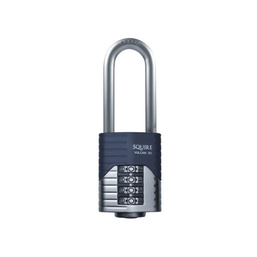Squire Vulcan Long Boron Shackle Combination Padlock 50mm