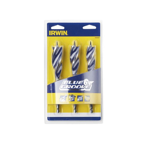 6X Blue Groove Wood Drill Bit Set of 3
