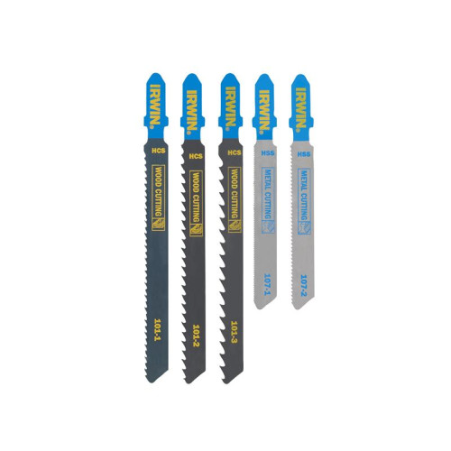 Irwin HCS/HSS T-Shank Jigsaw Blade Set, 5 Piece