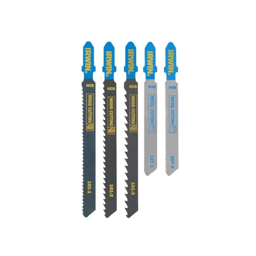 Irwin HCS/HSS T-Shank Jigsaw Blade Set, 5 Piece