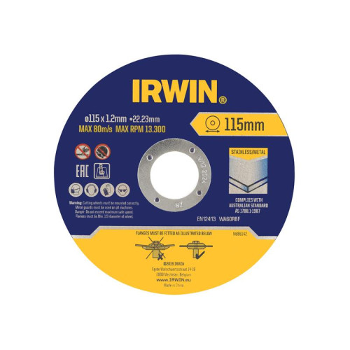 Irwin Metal Cutting Disc 115 x 1.2 x 22.2mm Tin of 10