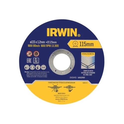 Irwin Metal Cutting Disc 115 x 1.2 x 22.2mm Tin of 10