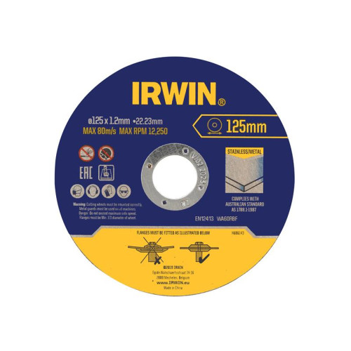 Irwin Metal Cutting Disc 125 x 1.2 x 22.2mm Tin of 10