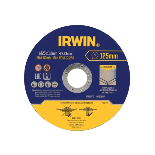 Irwin Metal Cutting Disc 125 x 1.2 x 22.2mm Tin of 10