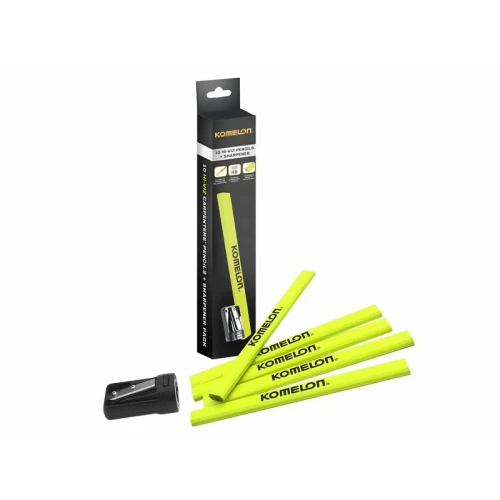 Komelon Carpenters Pencil and Sharpener Set, 10 Piece