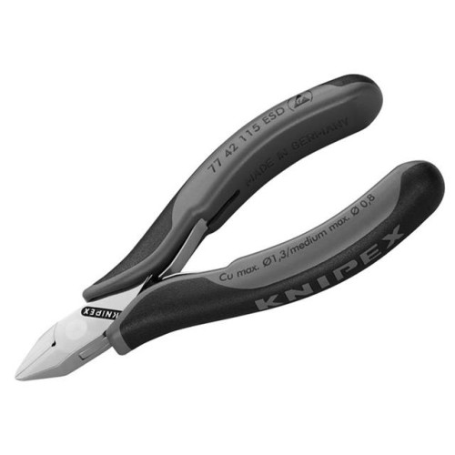 Knipex ESD Electronics Diagonal Cutters - Pointed Head Flush Cut Non Bevelled 115mm