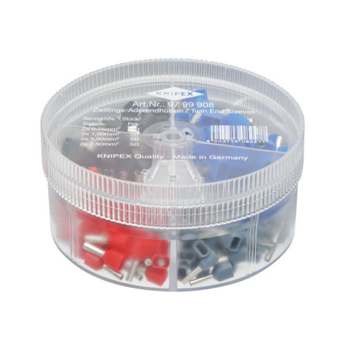 Knipex 97 99 908 Insulated Twin Wire Ferrules Assortment Box, 200 Piece