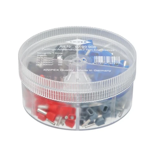 Knipex 97 99 908 Insulated Twin Wire Ferrules Assortment Box, 200 Piece