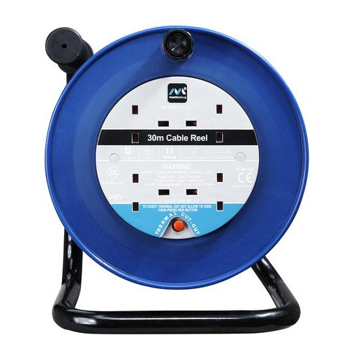 Masterplug 13A 30m 4 Gang Cable Reel Blue