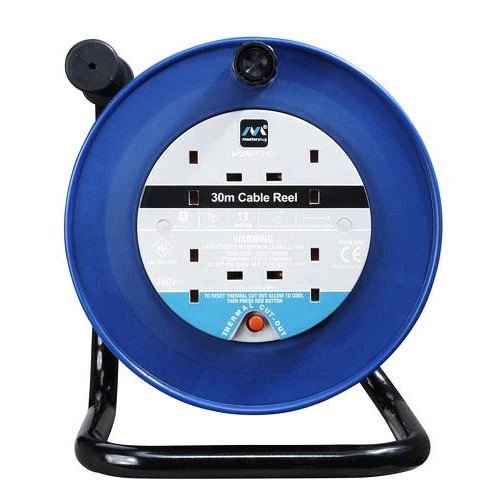 Masterplug 13A 30m 4 Gang Cable Reel Blue
