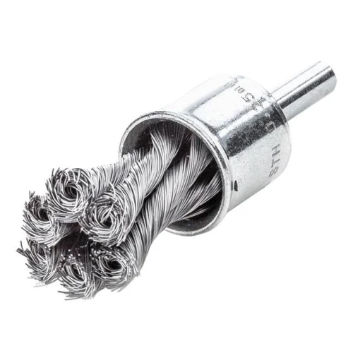 Lessmann Knot End Brush With Shank 29mm x 0.35 Steel Wire