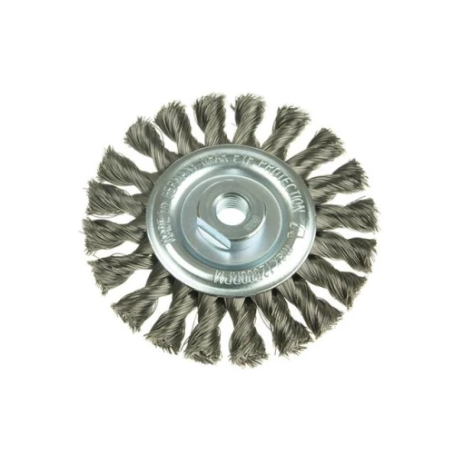 Lessmann Knot Wheel Brush 115x14mm 22.2 Stainless Steel Wire