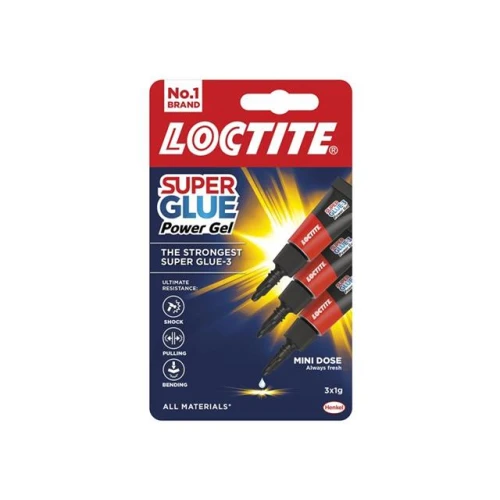 Loctite Super Glue-3 Power Gel, Tube 3 x 1g