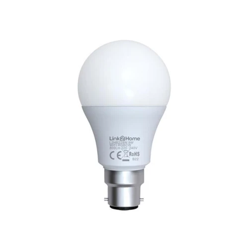 Link2Home Wi-Fi LED BC (B22) Opal GLS Dimmable Bulb, White + RGB 800 lm 9W
