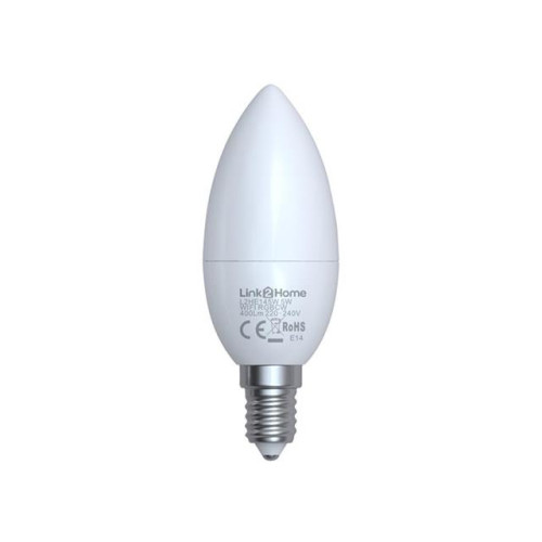 Link2Home Wi-Fi LED SES (E14) Opal Candle Dimmable Bulb, White + RGB 400 lm 5W