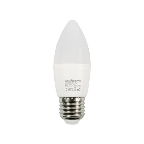 Link2Home Wi-Fi LED ES (E27) Opal Candle Dimmable Bulb, White + RGB 470 lm 5.5W