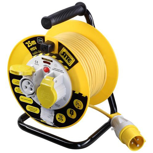Masterplug 110v 16A 25m 2 Gang Cable Reel with Thermal Cut Out