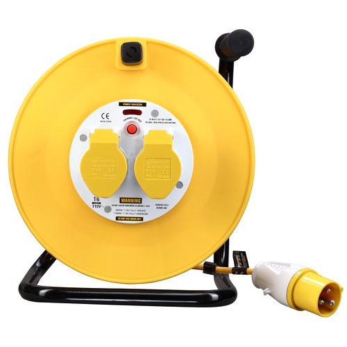 Masterplug 110V 16A 50m 2 Gang Cable Reel with Thermal Cut Out