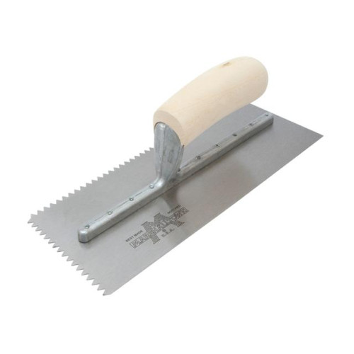 701S V Notched Trowel - Wooden Handle