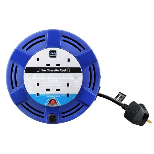 Masterplug 13A 10m 4 Gang Casette Reel Blue