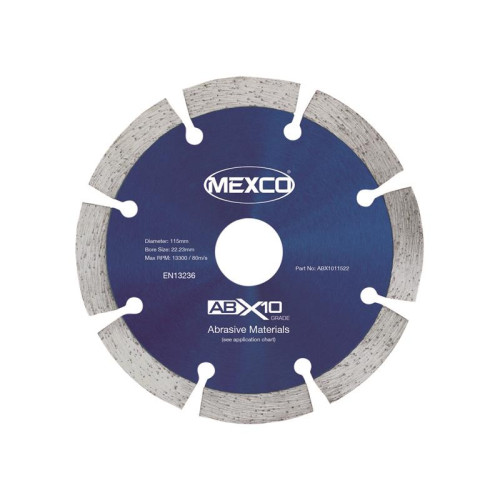 Mexco Abrasive Materials X10 Grade Diamond Blade 115 x 22.23mm