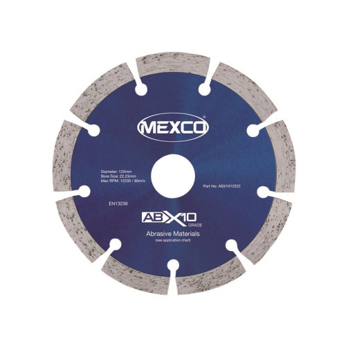 Mexco Abrasive Materials X10 Grade Diamond Blade 125 x 22.23mm