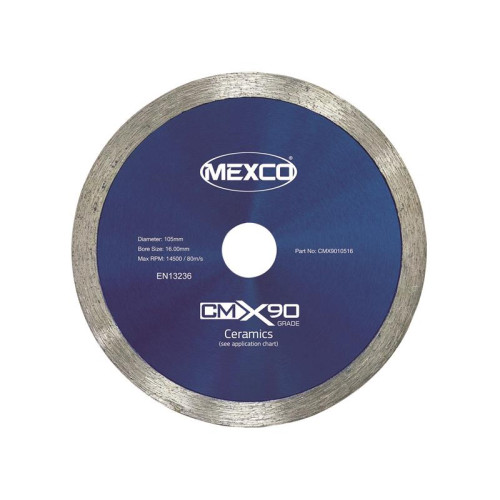 Mexco X90 Grade Ceramic Materials Diamond Blade 105 x 16mm