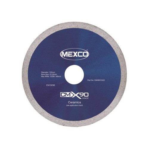 Mexco X90 Grade Ceramic Materials Diamond Blade 125 x 22mm