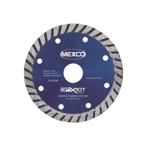Mexco GP Concrete Turbo Diamond Blade 115 x 22mm